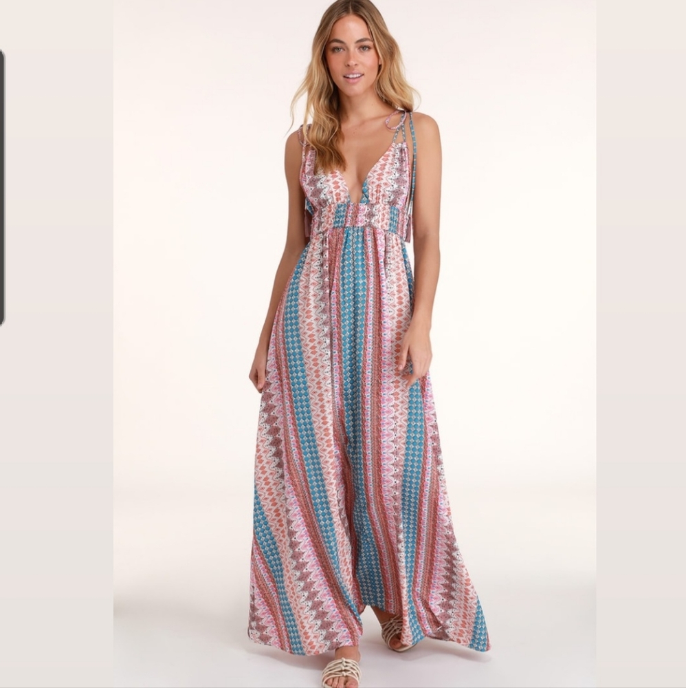 Lulu's Multicolor Boho Maxi Dress Size S